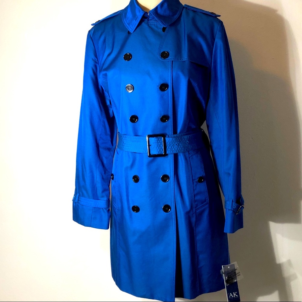 Anne Klein blue lake double breasted trench coat